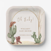 Boho Cactus Arch Desert Cowboy Baby shower Papieren Bordje (Voorkant)
