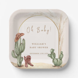 Boho Cactus Arch Desert Cowboy Baby shower Papieren Bordje