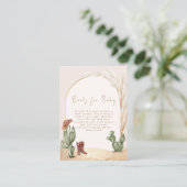 Boho Cactus Arch Desert Cowboy Boeken Baby shower Informatiekaartje (Staand voorkant)