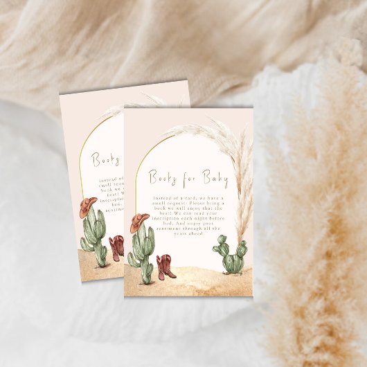 Boho Cactus Arch Desert Cowboy Boeken Baby shower Informatiekaartje