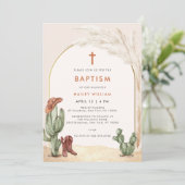 Boho Cactus Arch Desert Cowboy Cross Doop Kaart (Staand voorkant)