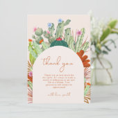 Boho Cactus Arch Desert Pampas Baby shower Bedankkaart (Staand voorkant)