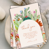Boho Cactus Arch Desert Pampas Baby shower Bedankkaart