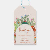 Boho Cactus Arch Desert Pampas Baby shower Dank Cadeaulabel (Voorkant)