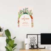 Boho Cactus Arch Desert Pampas Baby shower Welkom Poster (Thuiskantoor)