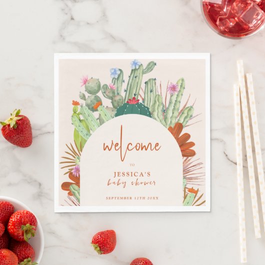 Boho Cactus Arch Desert Pampas Baby shower Welkom Servet (Insitu)