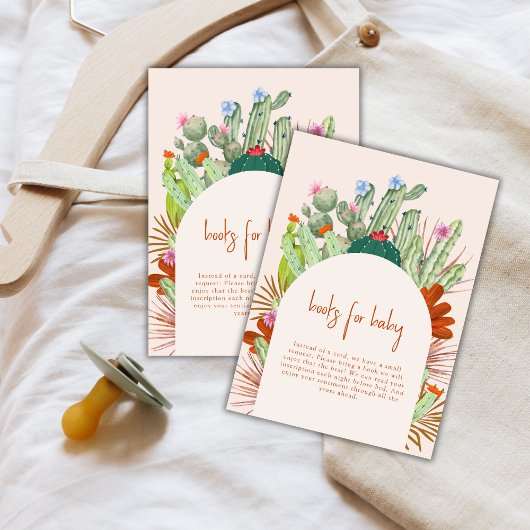 Boho Cactus Arch Desert Pampas Boeken Baby shower Informatiekaartje