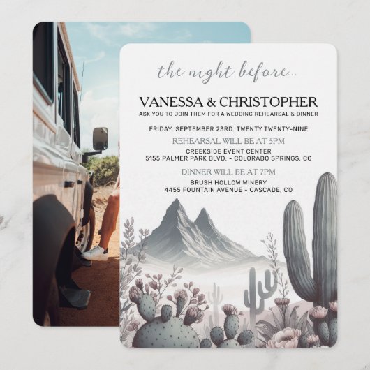 Boho Cactus avond voor de bruiloft repetitie Kaart (Voorkant / Achterkant)