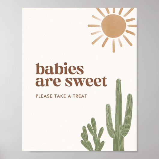 Boho Cactus Baby shower Baby's zijn lief teken Poster (Voorkant)