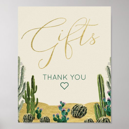 Boho Cactus Baby shower Gifts Sign Poster (Voorkant)