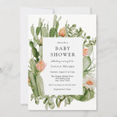Boho Cactus Baby shower Invitation Kaart (Voorkant)