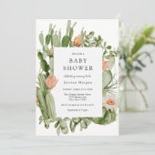 Boho Cactus Baby shower Invitation Kaart (Staand voorkant)