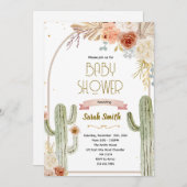 Boho cactus baby shower Invitation Kaart (Voorkant / Achterkant)