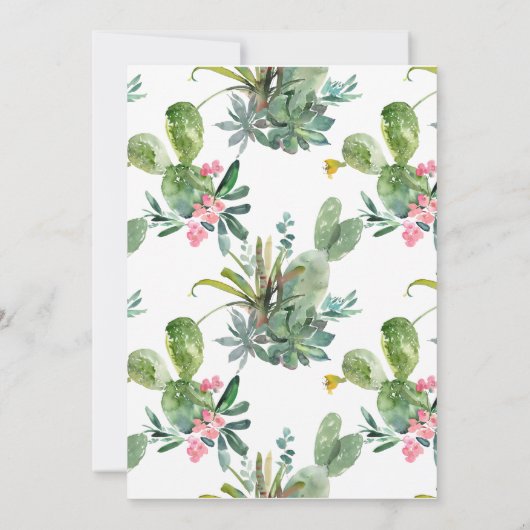 Boho Cactus Baby shower Invitation Kaart (Achterkant)