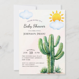 Boho Cactus Baby Shower Kaart