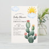 Boho Cactus Baby Shower Kaart (Staand voorkant)