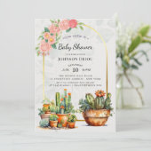 Boho Cactus Baby Shower Kaart (Staand voorkant)