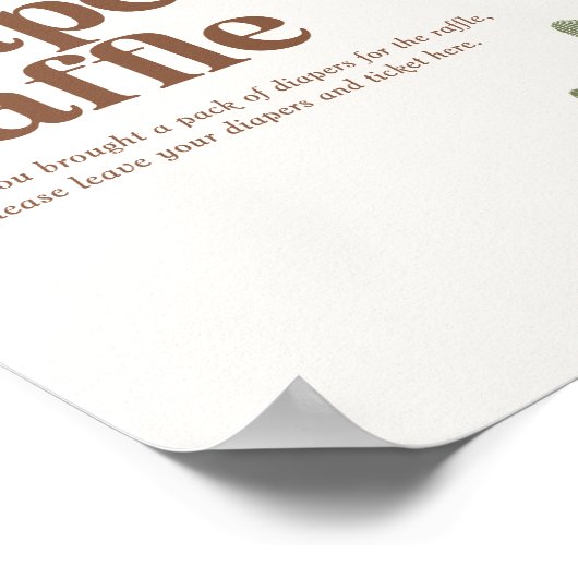 Boho Cactus Baby shower Luier Raffle Teken Poster (Hoek)