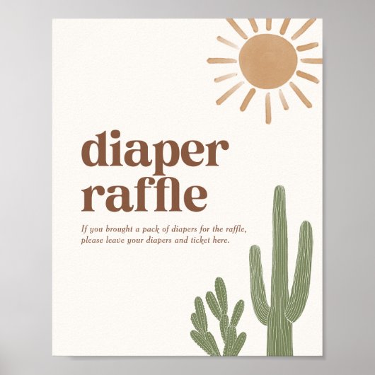 Boho Cactus Baby shower Luier Raffle Teken Poster (Voorkant)