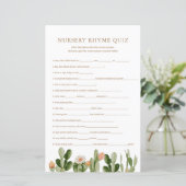 Boho Cactus Baby shower Nursery Rhyme Quiz (Staand voorkant)