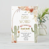 Boho cactus baby shower uitnodiging (Staand voorkant)