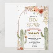 Boho cactus baby shower uitnodiging (Voorkant / Achterkant)