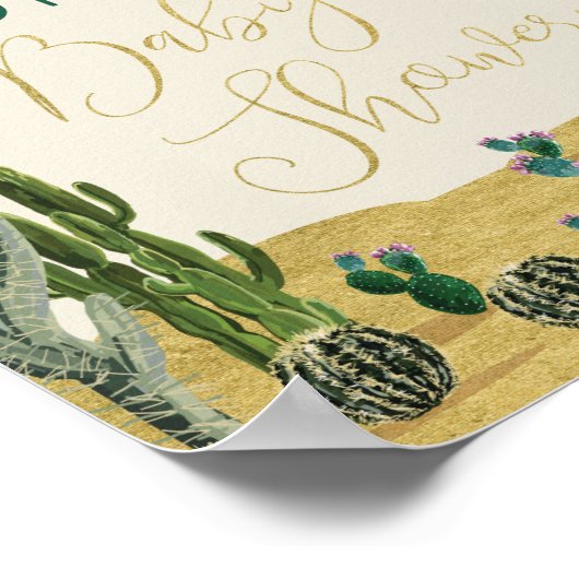 Boho Cactus Baby shower Welkomstteken Poster (Hoek)