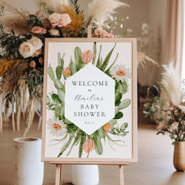 Boho Cactus Baby shower Welkomstteken Poster