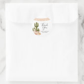 Boho Cactus Bloem Bruiloft Borrel Uitnodiging Beda Ronde Sticker (Tas)