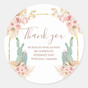 Boho Cactus Bloemen Bruiloft Feest Bedankt Sticker