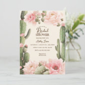 Boho Cactus bloemig Woestijn roze cactus bloemen Kaart (Staand voorkant)