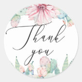 Boho Cactus Bloemige Trouw | Script Bedankt Ronde Sticker (Voorkant)