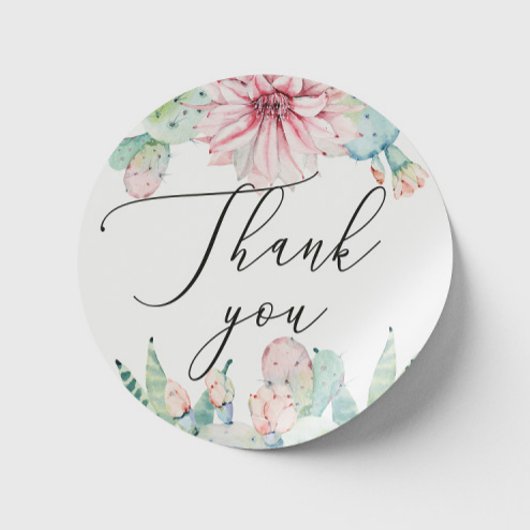 Boho Cactus Bloemige Trouw | Script Bedankt Ronde Sticker