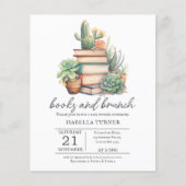 Boho Cactus Boeken & Brunch Baby shower Uitnodigin (Voorkant)
