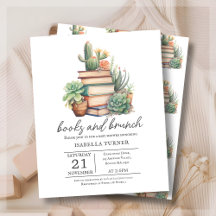 Boho Cactus Boeken & Brunch Baby shower Uitnodigin