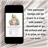 Boho Cactus Boeken & Brunch Baby shower Uitnodigin Kaart