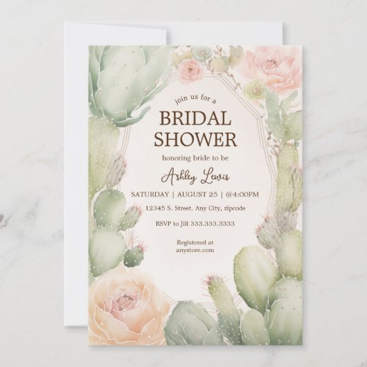 Boho Cactus Bridal Shower Kaart (Voorkant)