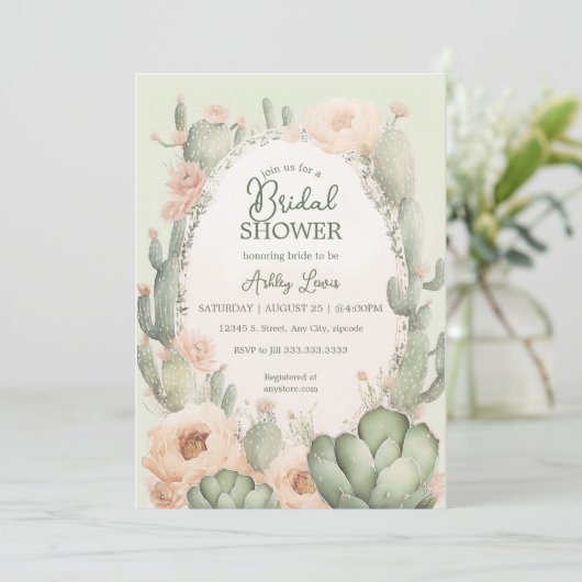 Boho Cactus Bruidsfeest bloemen Zuidwestelijk Kaart (Staand voorkant)