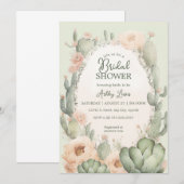 Boho Cactus Bruidsuitnodiging bloemig Zuidwestelij Kaart (Voorkant / Achterkant)