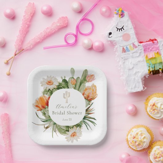 Boho Cactus Bruiloftsfeest Papieren Bordje (Feest)