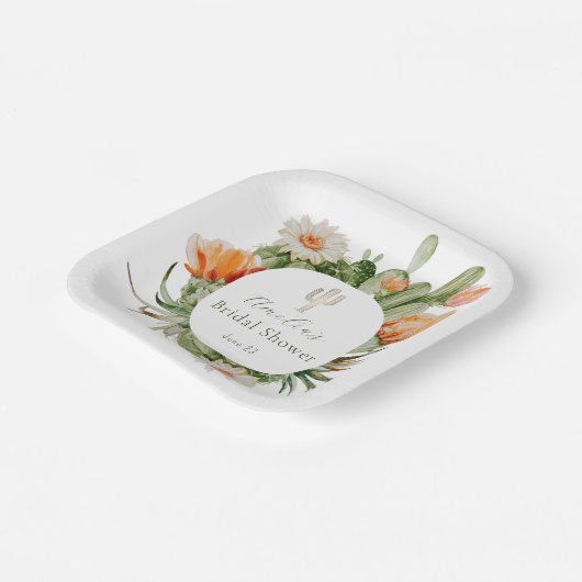 Boho Cactus Bruiloftsfeest Papieren Bordje (Gebogen)