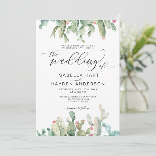 Boho Cactus Cacti Desert Succulents Wedding Kaart (Staand voorkant)