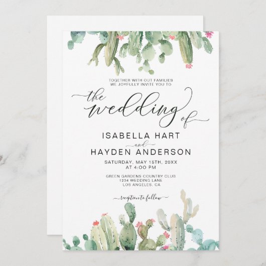 Boho Cactus Cacti Desert Succulents Wedding Kaart (Voorkant / Achterkant)