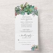 Boho Cactus Cacti Succulent Desert Floral Wedding All In One Uitnodiging (Binnen)