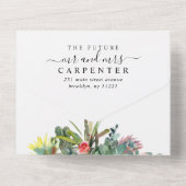 Boho Cactus Cacti Succulent Desert Floral Wedding All In One Uitnodiging (Achterkant)