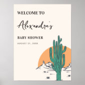 Boho Cactus Desert Baby shower Welkomstbord Poster (Voorkant)