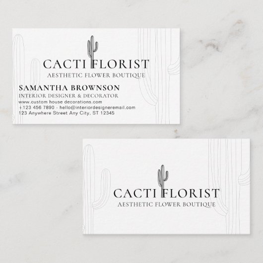 Boho Cactus Desert Flower Abstract Visitekaartje (Voorkant / Achterkant)
