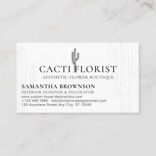 Boho Cactus Desert Flower Abstract Visitekaartje (Voorkant)