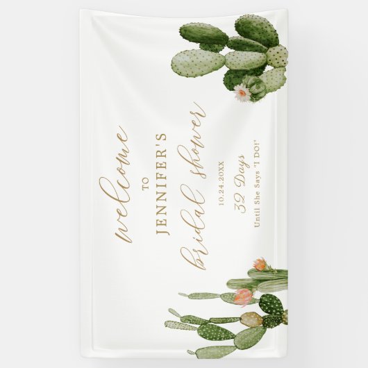 Boho Cactus Desert Vrijgezellenfeest Welkome Poste Spandoek (Verticaal)