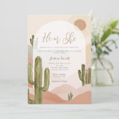 Boho Cactus Dessert Hij of Zij Geslacht Onthullen Kaart (Staand voorkant)